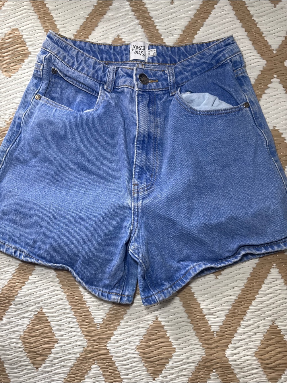 Princess Polly Classic Light Blue High-Rise Denim Shorts